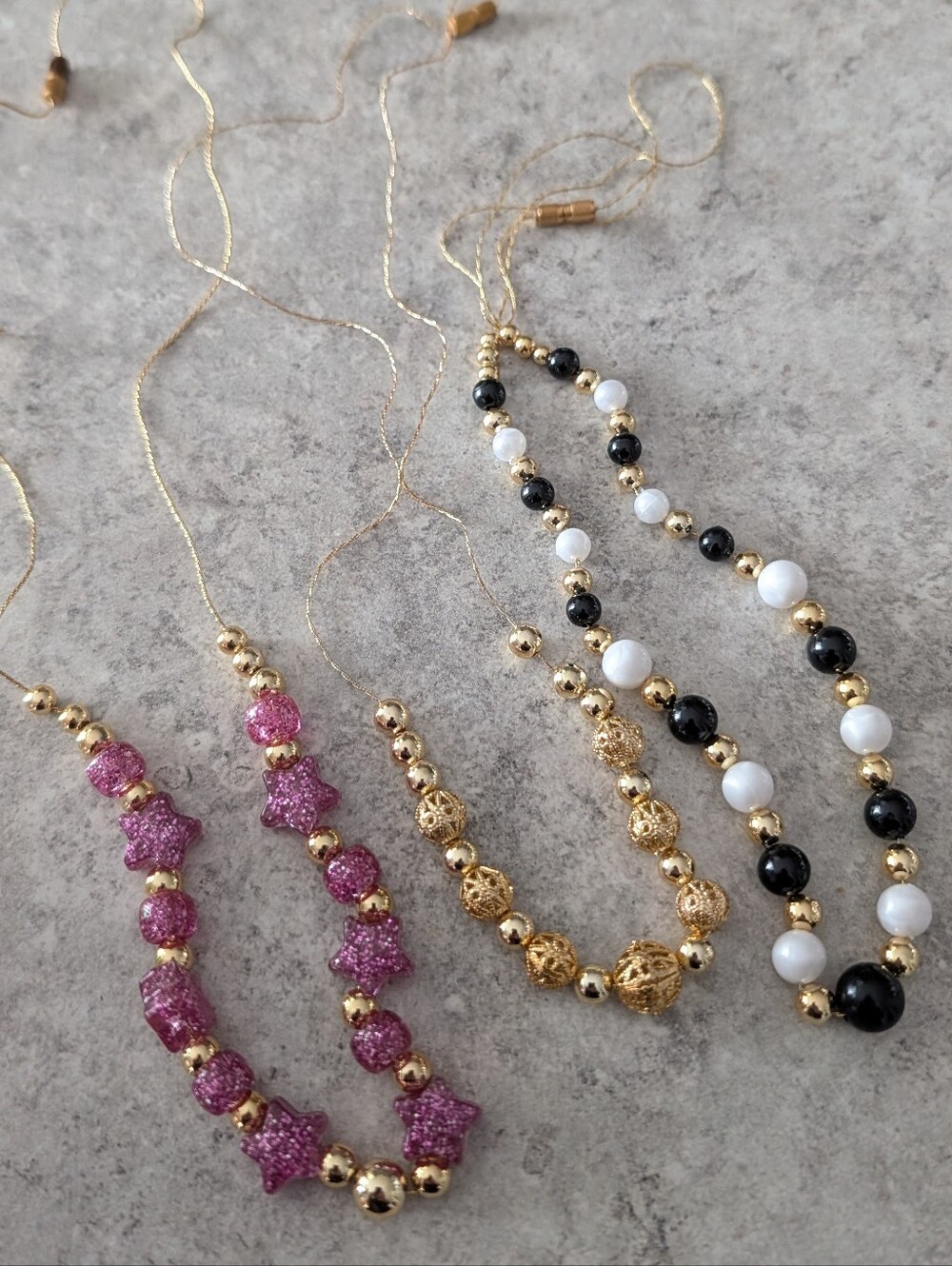 Set Of Three Acrylic Beaded Necklaces